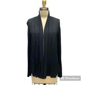 Romeo & Juliet Couture Draped Smocked Cardigan Top Womens Sz S Black